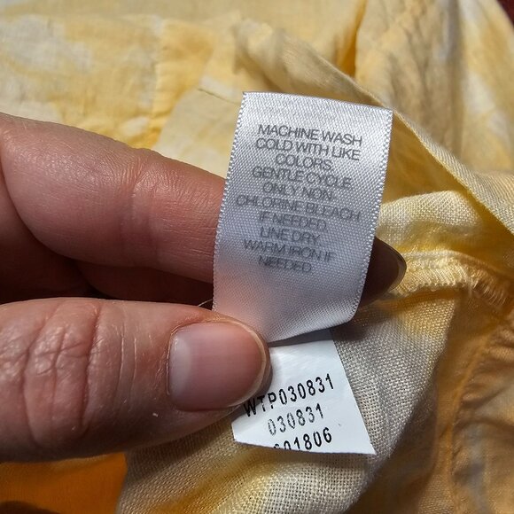 J. Jill Pure Jill Tie Dye Linen Boho Blouse M Peach Boxy Boho Coastal Lagenlook - Picture 9 of 9